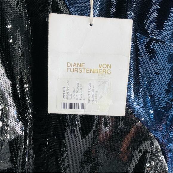 NWT Diane Von Furstenberg DVF Sequin One Shoulder Ruffle Mini Dress 6 - Picture 8 of 16